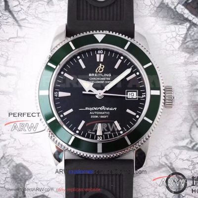 OM Factory Breitling Superocean Asia 2824 Black Satin Dial Green Bezel Automatic 42mm Watch